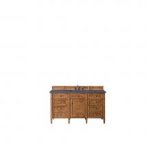 James Martin Furniture 650-V60S-SBR-3CSP - Brittany 60'' Saddle Brown Single Vanity w/ 3 CM Charcoal Soapstone Quartz Top