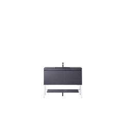 James Martin Furniture 801V47.3MGGGWCHB - Milan 47.3'' Single Vanity Cabinet, Modern Grey Glossy, Glossy White w/Charcoal Black Co
