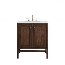 James Martin Furniture E445-V30-MCA-3AF - Addison 30'' Single Vanity Cabinet (w/Doors), Mid Century Acacia, w/ 3 CM Arctic Fall So