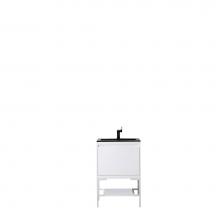 James Martin Furniture 801V23.6GWGWCHB - Milan 23.6'' Single Vanity Cabinet, Glossy White, Glossy White w/Charcoal Black Composit