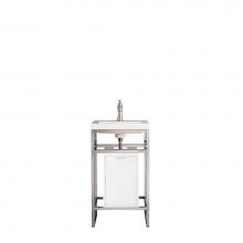 James Martin Furniture C105-V20-BNK-SC-GW-WG - Boston 20'' Stainless Steel Sink Console, Brushed Nickel w/ Glossy White Storage Cabinet