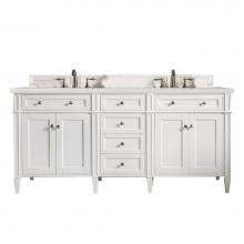 James Martin Furniture 650-V72-BW-3ESR - Brittany 72'' Bright White Double Vanity w/ 3 CM Eternal Serena Quartz Top