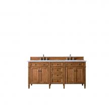 James Martin Furniture 650-V72-SBR-3CAR - Brittany 72'' Saddle Brown Double Vanity w/ 3 CM Carrara Marble Top