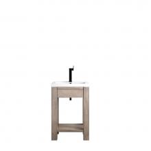 James Martin Furniture C205-V24-PTA-WG - Brooklyn 24'' Wooden Sink Console, Platinum Ash w/ White Glossy Resin Countertop
