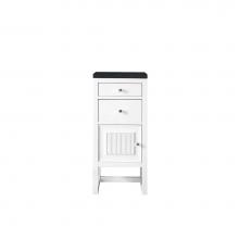 James Martin Furniture E645-B15L-GW-3CSP - Athens 15'' Cabinet w/ Drawers & Door, Glossy White w/ 3 CM Charcoal Soapstone Quart