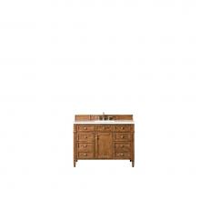 James Martin Furniture 650-V48-SBR-3CLW - Brittany 48'' Saddle Brown Single Vanity w/ 3 CM Classic White Quartz Top