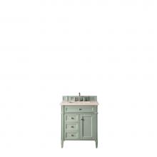 James Martin Furniture 650-V30-SGR-3EMR - Brittany 30'' Single Vanity, Sage Green, w/ 3 CM Eternal Marfil Quartz Top