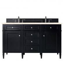 James Martin Furniture 650-V60D-BKO-3EMR - Brittany 60'' Black Onyx Double Vanity w/ 3 CM Eternal Marfil Quartz Top