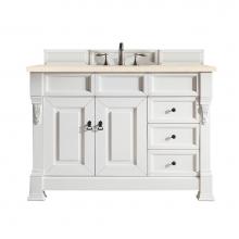 James Martin Furniture 147-V48-BW-3EMR - Brookfield 48'' Bright White Single Vanity  w/ 3 CM Eternal Marfil Quartz Top