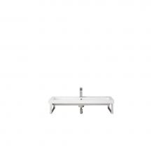 James Martin Furniture 055BK16BNK39.5WG - Two Boston 15 1/4'' Wall Brackets, Brushed Nickel w/39.5'' White Glossy Resin
