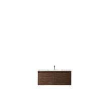 James Martin Furniture 801V47.3WLTGW - Milan 47.3'' Single Vanity Cabinet, Mid Century Walnut w/Glossy White Composite Top