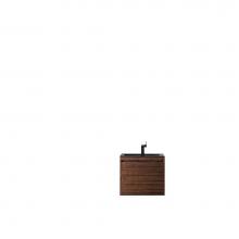 James Martin Furniture 801V23.6WLTCHB - Milan 23.6'' Single Vanity Cabinet, Mid Century Walnut w/Charcoal Black Composite Top