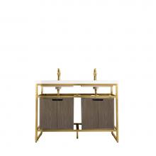 James Martin Furniture C105-V47-RGD-SC-AGR-WG - Boston 47'' Stainless Steel Sink Console (Double Basins), Radiant Gold w/ Ash Gray Stora
