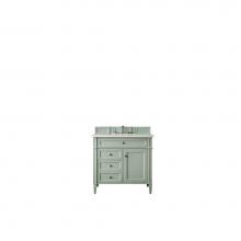 James Martin Furniture 650-V36-SGR-3CLW - Brittany 36'' Sage Green Single Vanity w/ 3 CM Classic White Quartz Top