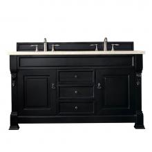 James Martin Furniture 147-114-5631-3EMR - Brookfield 60'' Antique Black Double Vanity w/ 3 CM Eternal Marfil Quartz Top