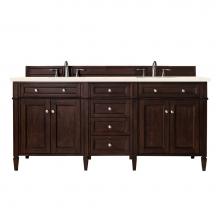 James Martin Furniture 650-V72-BNM-3EMR - Brittany 72'' Burnished Mahogany Double Vanity w/ 3 CM Eternal Marfil Quartz Top