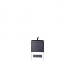 James Martin Furniture 801V23.6MGGGWCHB - Milan 23.6'' Single Vanity Cabinet, Modern Grey Glossy, Glossy White w/Charcoal Black Co