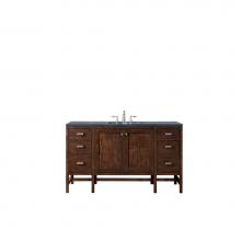 James Martin Furniture E444-V60S-MCA-3CSP - Addison 60'' Single Vanity Cabinet , Mid Century Acacia, w/ 3 CM Charcoal Soapstone Quar