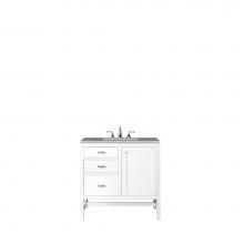 James Martin Furniture E444-V36-GW-3GEX - Addison 36'' Single Vanity Cabinet, Glossy White, w/ 3 CM Grey Expo Quartz Top