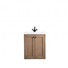 James Martin Furniture E303-V24-WW-WG - Chianti 24'' Single Vanity Cabinet, Whitewashed Walnut w/ White Glossy Resin Countertop