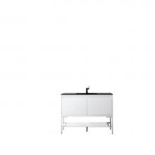 James Martin Furniture 801V47.3GWGWCHB - Milan 47.3'' Single Vanity Cabinet, Glossy White, Glossy White w/Charcoal Black Composit