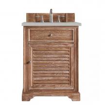 James Martin Furniture 238-104-V26-DRF-3ESR - Savannah 26'' Single Vanity Cabinet, Driftwood, w/ 3 CM Eternal Serena Quartz Top