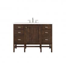 James Martin Furniture E444-V48-MCA-3CLW - Addison 48'' Single Vanity Cabinet, Mid Century Acacia, w/ 3 CM Classic White Quartz Top
