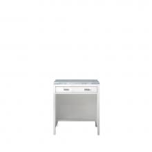 James Martin Furniture E444-CU30-GW-3CAR - Addison 30'' Free-standing Countertop Unit (Makeup Counter), Glossy White w/ 3 CM Carrar