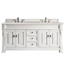 James Martin Furniture 147-V72-BW-3ESR - Brookfield 72'' Bright White Double Vanity w/ 3 CM Eternal Serena Quartz Top