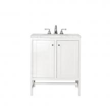 James Martin Furniture E445-V30-GW-3EJP - Addison 30'' Single Vanity Cabinet (w/Doors), Glossy White, w/ 3 CM Eternal Jasmine Pear