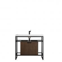 James Martin Furniture C105-V39.5-MBK-SC-WLT-WG - Boston 39.5'' Stainless Steel Sink Console, Matte Black w/ Mid Century Walnut Storage Ca