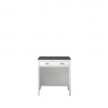 James Martin Furniture E444-CU30-GW-3CSP - Addison 30'' Free-standing Countertop Unit (Makeup Counter), Glossy White w/ 3 CM Charco