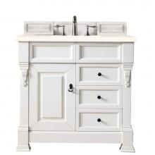 James Martin Furniture 147-V36-BW-3EMR - Brookfield 36'' Bright White Single Vanity  w/ 3 CM Eternal Marfil Quartz Top
