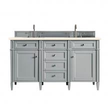 James Martin Furniture 650-V60D-UGR-3EMR - Brittany 60'' Urban Gray Double Vanity w/ 3 CM Eternal Marfil Quartz Top