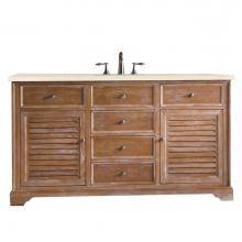 James Martin Furniture 238-104-5311-3EMR - Savannah 60'' Single Vanity Cabinet, Driftwood, w/ 3 CM Eternal Marfil Quartz Top