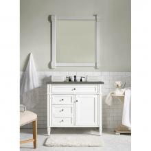 James Martin Furniture 650-V36-BW-3GEX - Brittany 36'' Bright White Single Vanity w/ 3 CM Grey Expo Quartz Top