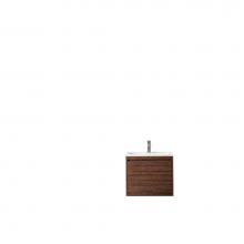 James Martin Furniture 801V23.6WLTGW - Milan 23.6'' Single Vanity Cabinet, Mid Century Walnut w/Glossy White Composite Top