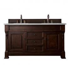 James Martin Furniture 147-114-5661-3ESR - Brookfield 60'' Burnished Mahogany Double Vanity w/ 3 CM Eternal Serena Quartz Top