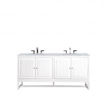 James Martin Furniture E645-V72-GW-3CAR - Athens 72'' Double Vanity Cabinet, Glossy White, w/ 3 CM Carrara White Top