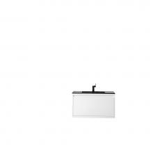 James Martin Furniture 801V35.4GWCHB - Milan 35.4'' Single Vanity Cabinet, Glossy White w/Charcoal Black Composite Top