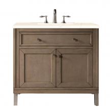 James Martin Furniture 305-V36-WWW-3EMR - Chicago 36'' Single Vanity Whitewashed Walnut, w/ 3 CM Eternal Marfil Quartz Top