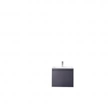 James Martin Furniture 801V23.6MGGGW - Milan 23.6'' Single Vanity Cabinet, Modern Grey Glossy w/Glossy White Composite Top