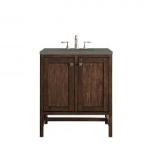 James Martin Furniture E445-V30-MCA-3GEX - Addison 30'' Single Vanity Cabinet (w/Doors), Mid Century Acacia, w/ 3 CM Grey Expo Quar