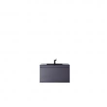 James Martin Furniture 801V35.4MGGCHB - Milan 35.4'' Single Vanity Cabinet, Modern Grey Glossy w/Charcoal Black Composite Top