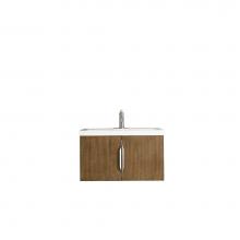 James Martin Furniture 388-V31.5-LTO-WG - Columbia 31.5'' Single Vanity Cabinet, Latte Oak w/ White Glossy Resin Countertop