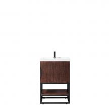 James Martin Furniture 388-V24-CFO-MBK-WG - Columbia 24'' Single Vanity Cabinet, Coffee Oak, Matte Black w/ White Glossy Resin Count