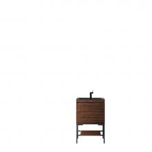 James Martin Furniture 801V23.6WLTMBKCHB - Milan 23.6'' Single Vanity Cabinet, Mid Century Walnut, Matte Black w/Charcoal Black Com