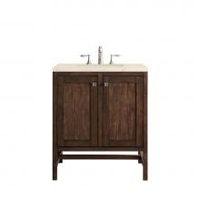 James Martin Furniture E445-V30-MCA-3EMR - Addison 30'' Single Vanity Cabinet (w/Doors), Mid Century Acacia, w/ 3 CM Eternal Marfil
