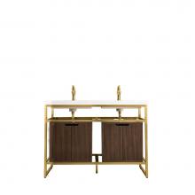 James Martin Furniture C105-V47-RGD-SC-WLT-WG - Boston 47'' Stainless Steel Sink Console (Double Basins), Radiant Gold w/ Mid Century Wa