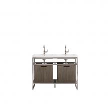 James Martin Furniture C105-V47-BNK-SC-AGR-WG - Boston 47'' Stainless Steel Sink Console (Double Basins), Brushed Nickel w/ Ash Gray Sto
